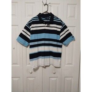 Vintage 90s Bugle Boy Polo Shirt Mens Sz XL Blue Black Striped Hip Hop